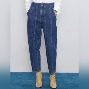 Zara Slouchy High-Rise Panel Jeans Size US 6 Balloon / Barrel Style